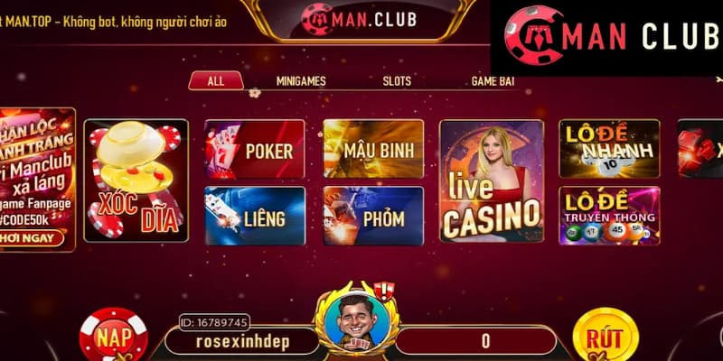 Các trò chơi nổi bật tại live casino Manclub